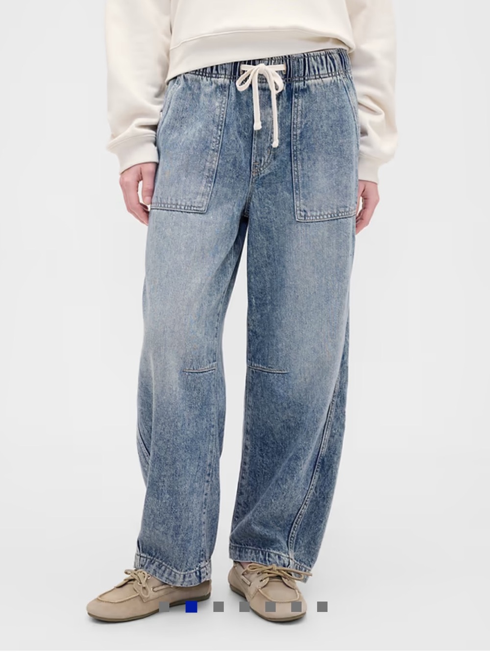 GAP Mid Rise SuperSoft Pull-On Barrel Jeans